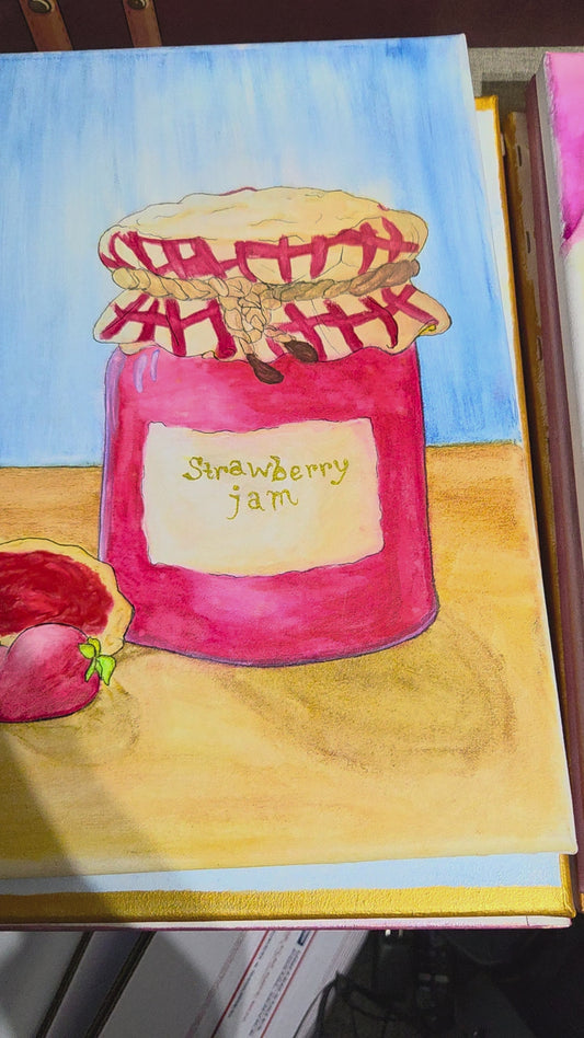 Biscuits and jam (Hand-painted watercolor canvas)