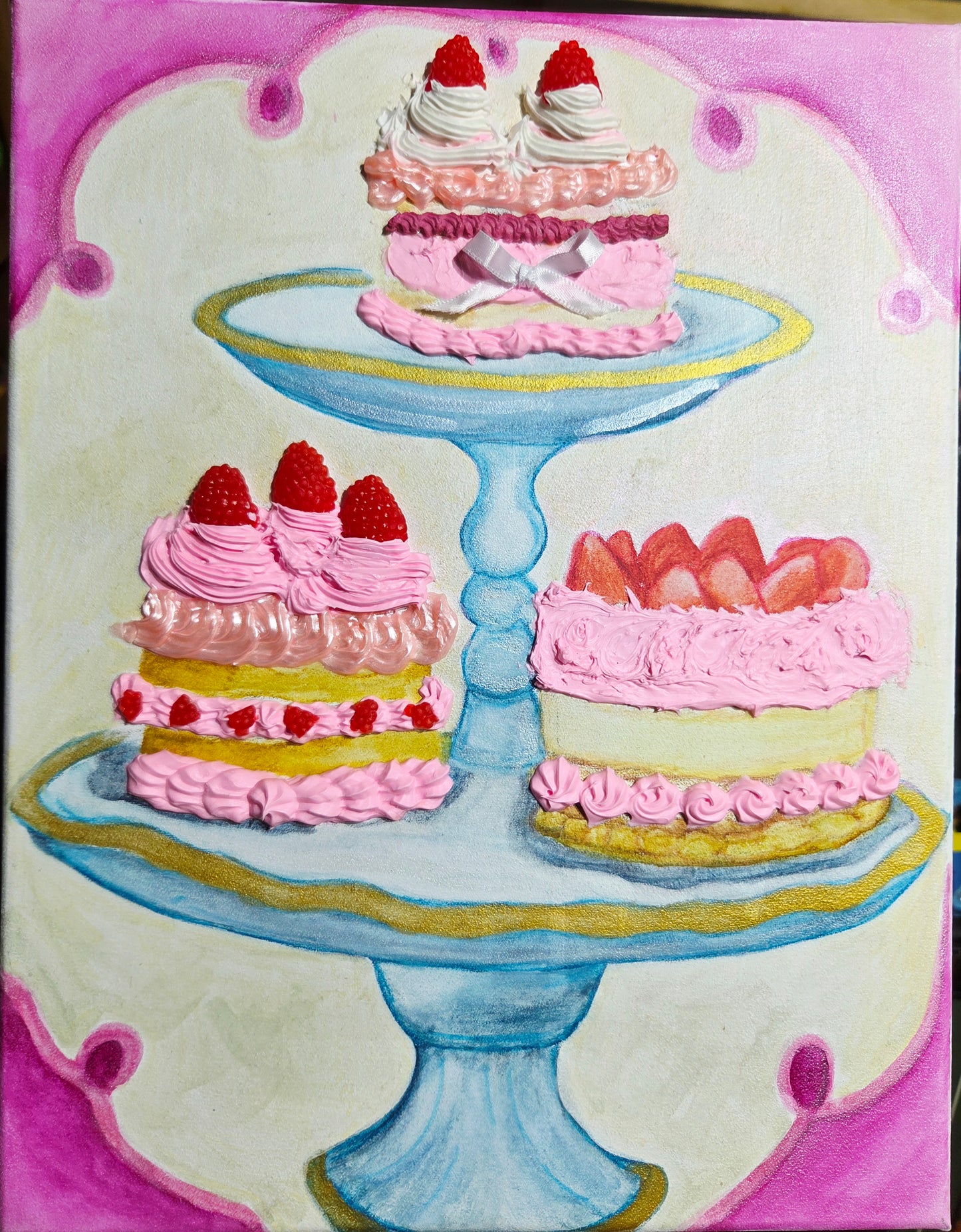 Pink frosting (Hand-painted watercolor canvas)