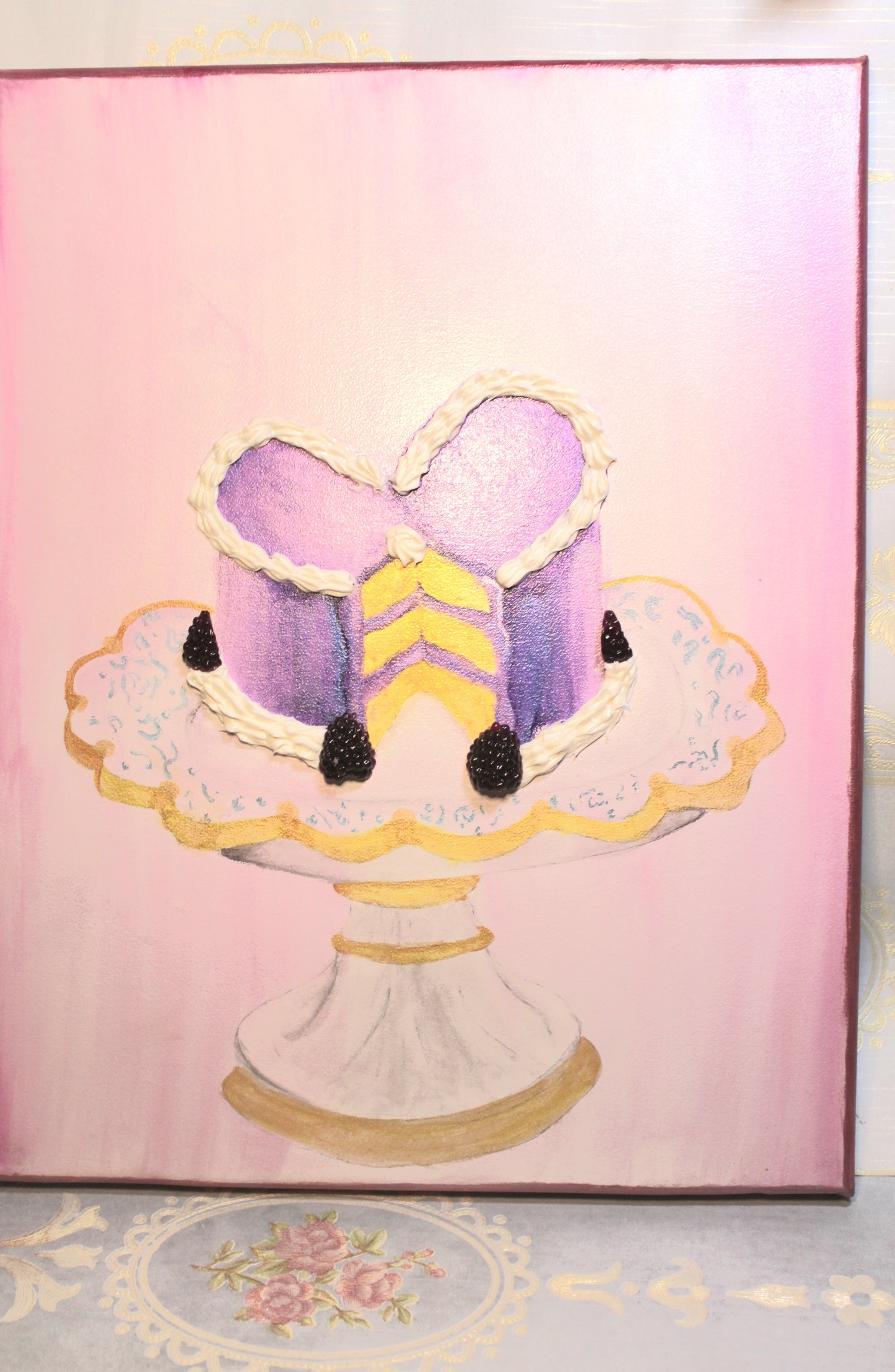 My heart dessert tray(Hand-painted watercolor canvas)