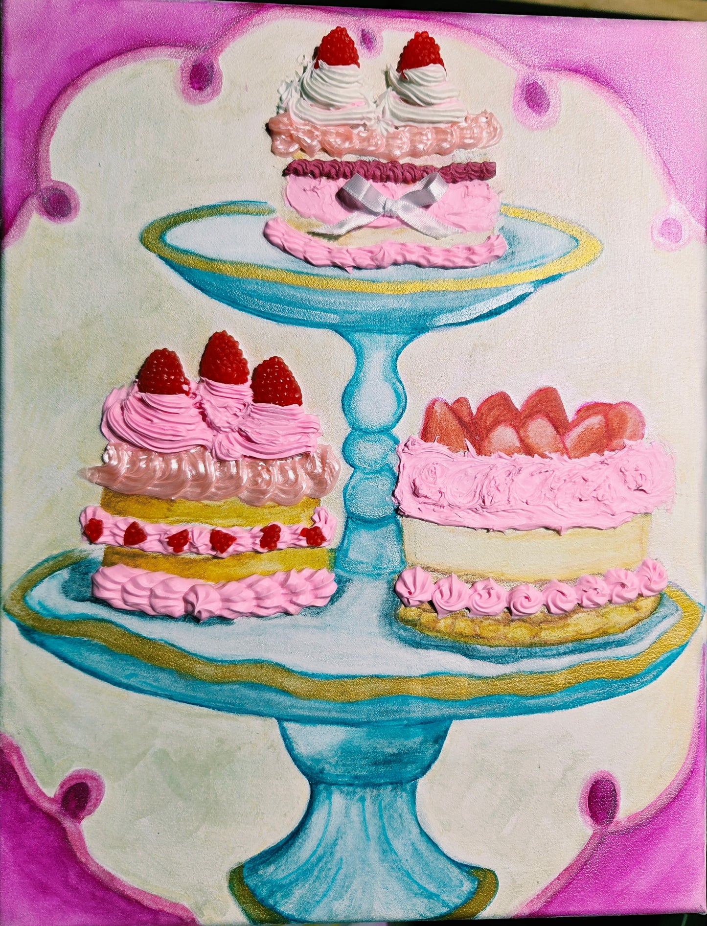 Pink frosting (Hand-painted watercolor canvas)