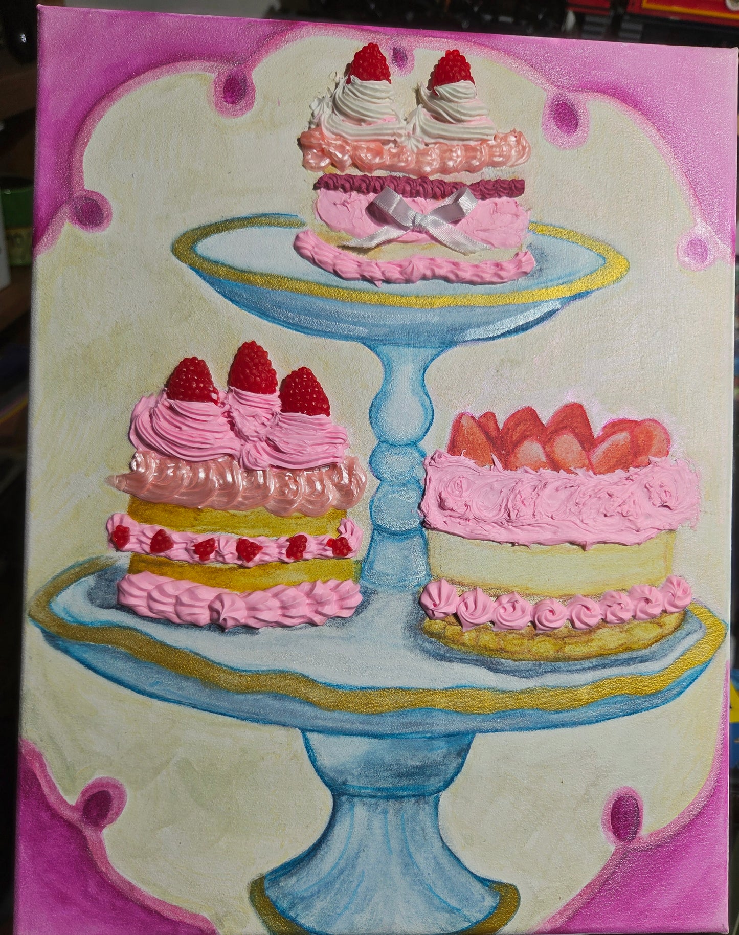Pink frosting (Hand-painted watercolor canvas)