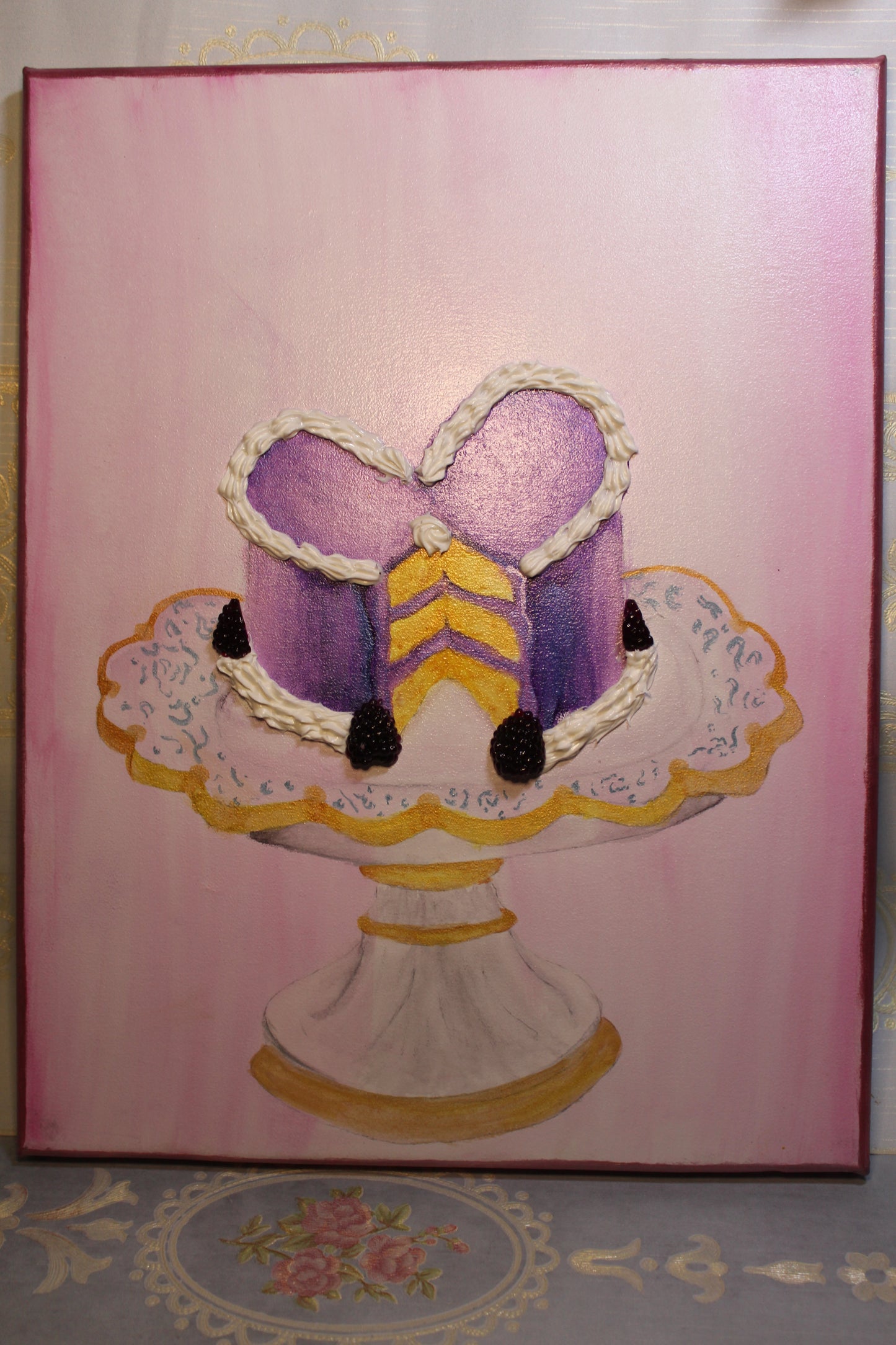 My heart dessert tray(Hand-painted watercolor canvas)